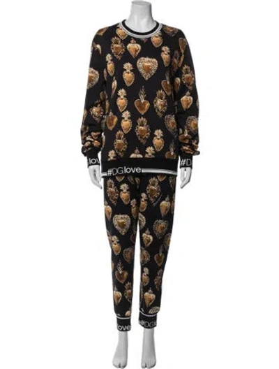 Pre-owned Dolce & Gabbana Graphic Print Pant Set In Black
