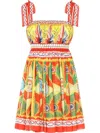 Dolce & Gabbana Mini Dress With Carretto Print In Chiffon In Multicolor