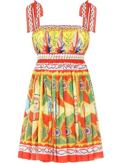 DOLCE & GABBANA GRAPHIC-PRINT PLEATED DRESS