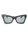 Dolce & Gabbana Graphic-print Rectangle-frame Sunglasses In Silver