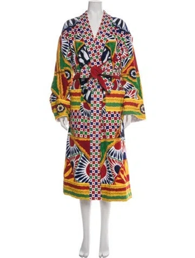 Pre-owned Dolce & Gabbana Graphic Print Robe In Red