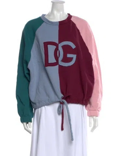 Pre-owned Dolce & Gabbana Graphic Print Scoop Neck Sweater In Pink
