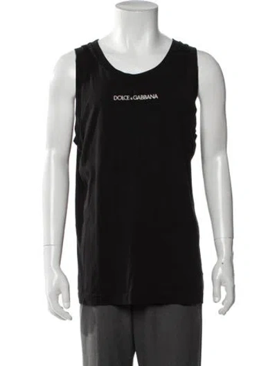 Pre-owned Dolce & Gabbana Graphic Print Scoop Neck Tank In Black
