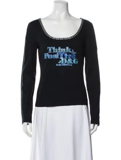 Pre-owned Dolce & Gabbana Graphic Print Scoop Neck T-shirt In Black