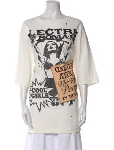 Pre-owned Dolce & Gabbana Graphic Print Scoop Neck T-shirt W/ Tags In Neutral