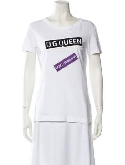 Pre-owned Dolce & Gabbana Graphic Print Scoop Neck T-shirt In White