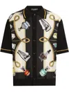 Dolce & Gabbana Silk And Cotton Shirt With Perfume Print In ブラック