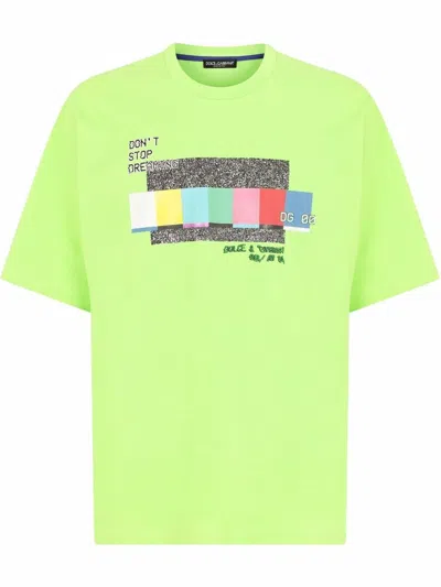 Dolce & Gabbana Graphic-print Short-sleeve T-shirt In Green