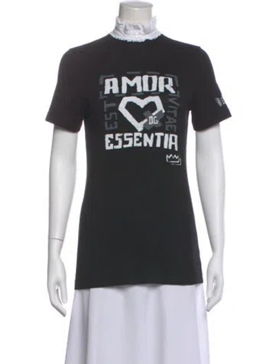 Pre-owned Dolce & Gabbana Graphic Print Short Sleeve T-shirt In Black