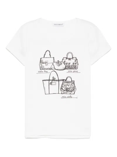 Dolce & Gabbana Kids' Graphic Print Short-sleeves T-shirt In White