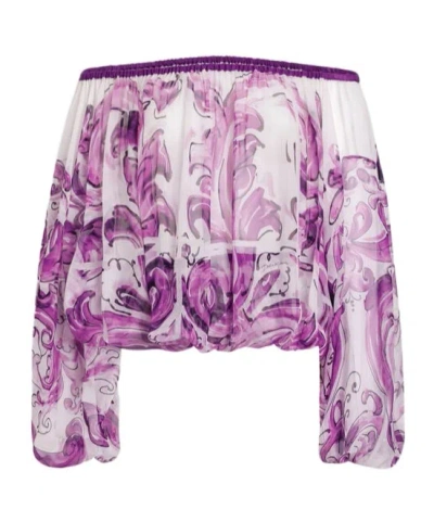 DOLCE & GABBANA GRAPHIC-PRINT SILK BLOUSE
