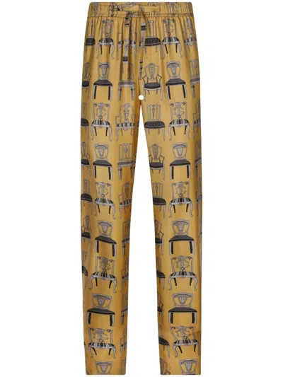 DOLCE & GABBANA GRAPHIC-PRINT SILK LOUNGE TROUSERS