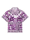 Dolce & Gabbana Seidenhemd Mit Grafischem Print In Purple