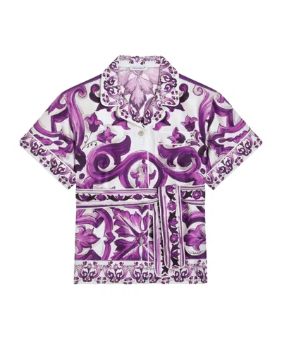 DOLCE & GABBANA GRAPHIC-PRINT SILK SHIRT
