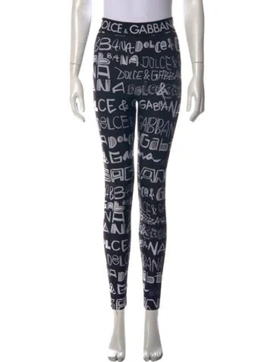 Pre-owned Dolce & Gabbana Graphic Print Skinny Leg Pants In Black
