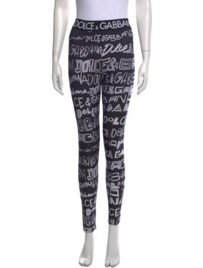 Pre-owned Dolce & Gabbana Graphic Print Skinny Leg Pants In Black