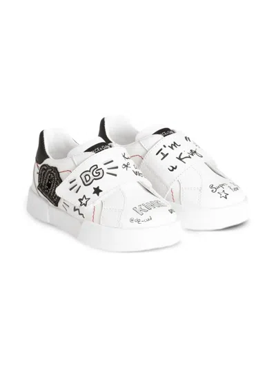 Dolce & Gabbana Kids' Graphic-print Sneakers In White