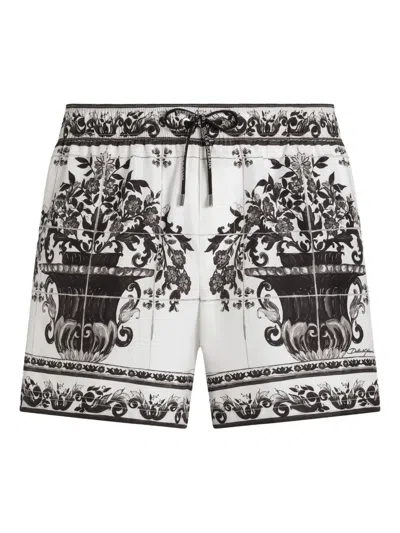 Dolce & Gabbana Badeshorts Mit Grafischem Print In Black