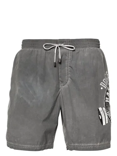 Dolce & Gabbana Graphic-print Swim Shorts In Grey