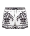 Dolce & Gabbana Majolica Print Swim Shorts In White