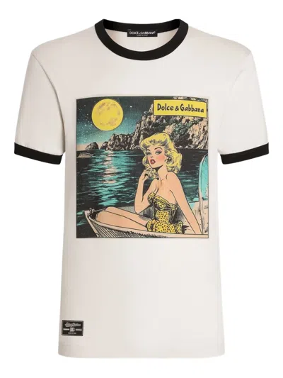 Dolce & Gabbana Graphic-print T-shirt In Neutral