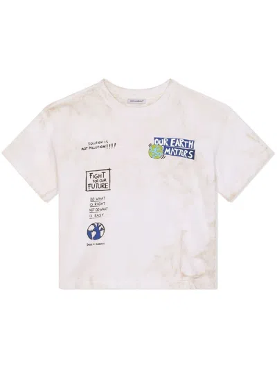 Dolce & Gabbana Kids' Graphic-print T-shirt In White
