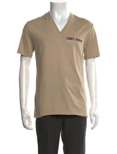 Pre-owned Dolce & Gabbana Graphic Print V-neck T-shirt In Neutrals