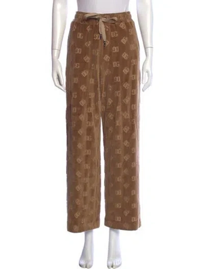 Pre-owned Dolce & Gabbana Graphic Print Wide Leg Pants In Brown