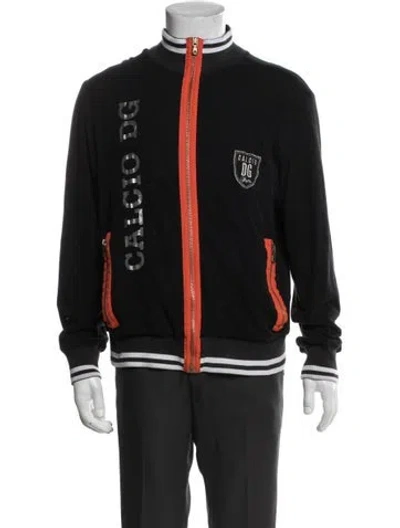 Pre-owned Dolce & Gabbana Graphic Print Windbreaker In Black