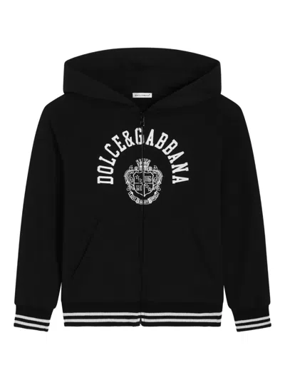 DOLCE & GABBANA GRAPHIC-PRINT ZIP-UP HOODIE