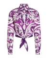 Dolce & Gabbana Maiolica Print Poplin Shirt Shirts Violet In Purple
