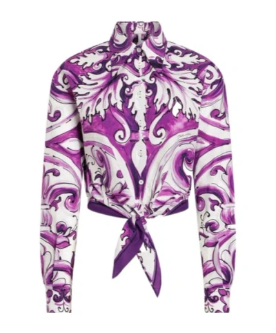 DOLCE & GABBANA DOLCE  GABBANA GRAPHIC PRINTED CROPPED SHIRT
