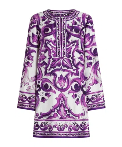 DOLCE & GABBANA DOLCE  GABBANA GRAPHIC PRINTED LONG-SLEEVED DRESS