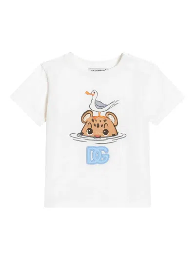 Dolce & Gabbana Babies' T-shirt Mit Grafischem Print In White