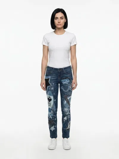 Dolce & Gabbana Graphic-print Denim Jeans In Blue