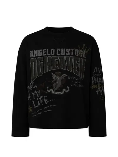 Dolce & Gabbana Graphic-embellished Cotton-blend Sweatshirt In Black