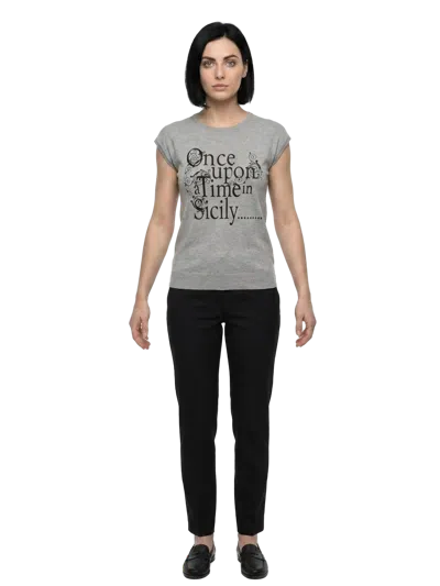 Dolce & Gabbana Graphic-print Silk Viscose T-shirt In Gray