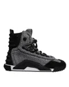 Dolce & Gabbana Gray Black Ns1 High Top Boots Sneakers Shoes In Black