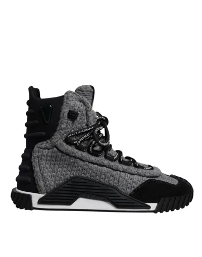 Dolce & Gabbana Gray Black Ns1 High Top Boots Sneakers Shoes