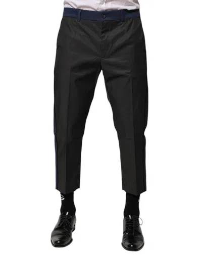 Dolce & Gabbana Cotton-nylon Cropped Chinos In Black
