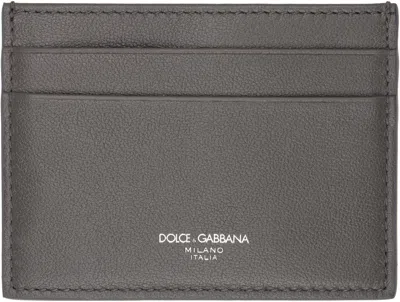 Dolce & Gabbana Grey Calfskin Card Holder In 80730 Grigio Piombo