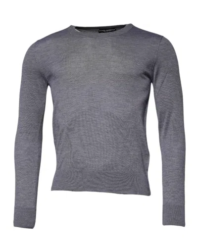 Pre-owned Dolce & Gabbana Gray Cashmere Crew Neck Pullover Men's Sweater ()