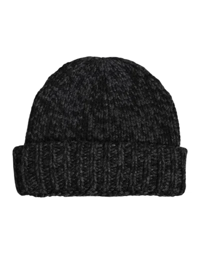Dolce & Gabbana Gray Cashmere Knitted Winter Beanie Men's Hat