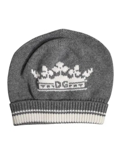 Dolce & Gabbana Gray Cashmere Knitted Winter Beanie Men's Hat