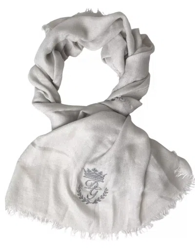 Pre-owned Dolce & Gabbana Gray Cashmere Wrap Shawl Fringe Men's Scarf ()