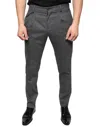Dolce & Gabbana Gray Check Tartan Wool Skinny Pants In Gray