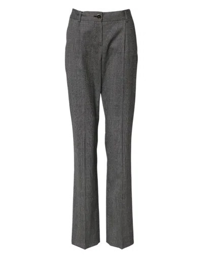 Dolce & Gabbana Grey Checkered High Waist Flared Trousers