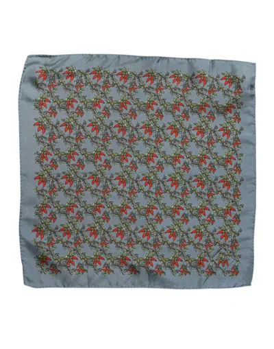 Pre-owned Dolce & Gabbana Gray Chilis Silk Square Men Foulard Men's Scarf ()