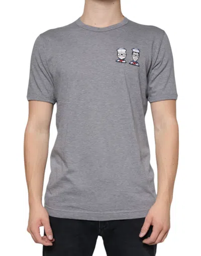 Dolce & Gabbana Gray Cotton #dgfamily Short Sleeves T-shirt