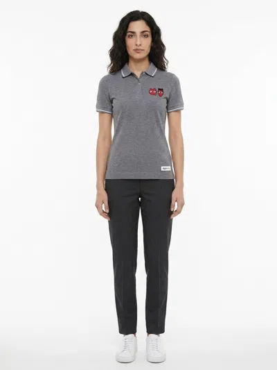 Dolce & Gabbana Cotton Logo-embroidered Polo In Gray
